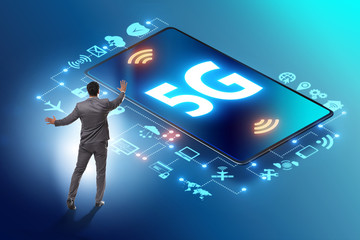 Businessman in 5g high internet speed concept