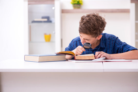 Kid preparing for school at home