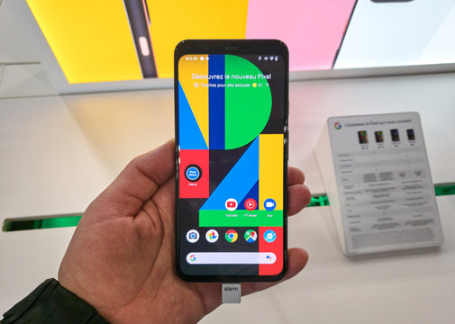 Google Pixel 4 phone in a hand