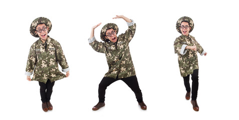 Funny soldier isolated on the white