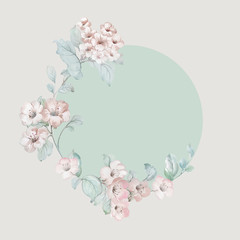 Watercolor floral spring pattern, botanical illustration