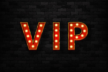 Fototapeta na wymiar Vector realistic isolated marquee sign of VIP typography logo for template decoration and covering on the wall background. Concept of luxury and premium.