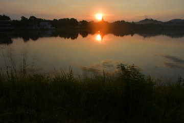 sunset over lake