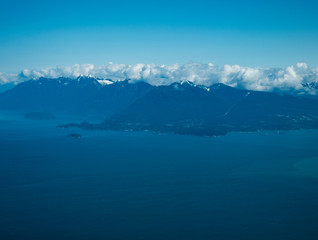 Fototapeta na wymiar Aerial view of Vancouver bay and mountain