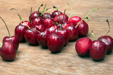 Fresh ripe black cherries background 