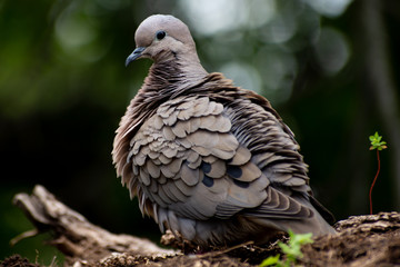 paloma en reposo erizando su plumaje 