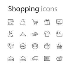 Thin line icons set shopping, e-commerce collection outline web. Vector illustration eps10.