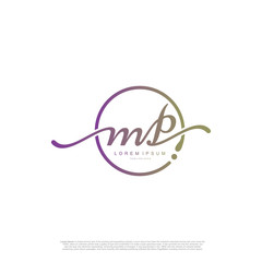 Obraz premium Initial handwriting logo MP Letter Signature template vector.