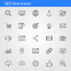 Search Engine Optimization line thin icons set, vector collection eps10.
