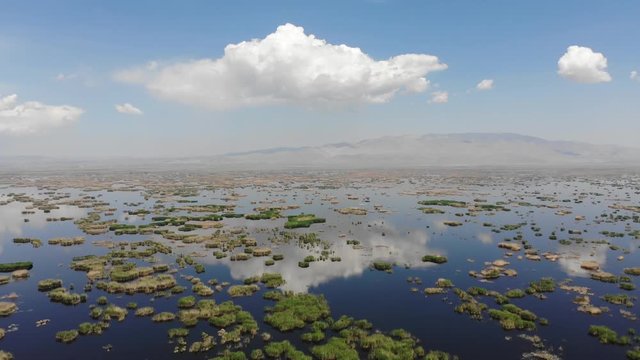 Arial shoot of lake Eber in Turkey