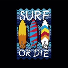 surf table set surf or die colorful vintage distressed poster clothes for beach textile