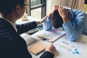 Businessmen encourage.Businessman consoling encouraging friend. Comforting a work colleague.Encouragement concept