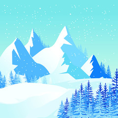 Winter Landscape Vector Illustration design, cute, lovely, adorable and scenery landscape design