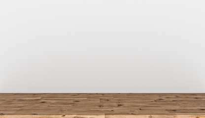 Empty top wooden table on white concrete background, Empty ready for your product display or montage, 3D rendering