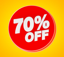 70 % OFF Sale banner, 3d rendering.