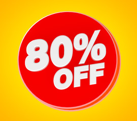 80 % OFF Sale banner, 3d rendering.