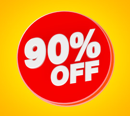 90 % OFF Sale banner, 3d rendering.