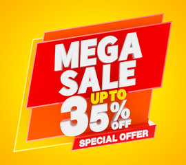 MEGA SALE UP TO 35 % OFF SPECIAL OFFER, 3d rendering.