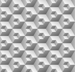 White abstract seamless geometric pattern, Half a block within a block wallpaper design