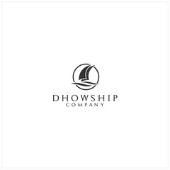 Silhouette of Dhow Ship logo design inspiration - vector