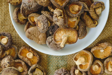 Directly Above Shot Of Dried Shiitake Mushrooms