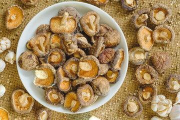 Directly Above Shot Of Dried Shiitake Mushrooms