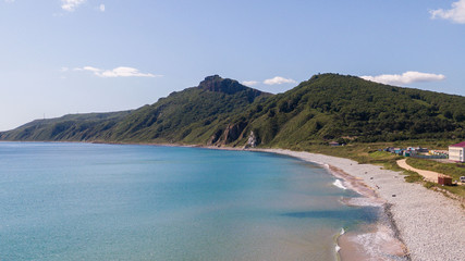 Beatiful beach with turquoise water and white sand in far east of Russia