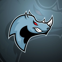 Rhino team e sports mascot logo vector template