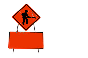 Danger construction site No trespassing on white background, Old Construction signs to alert...