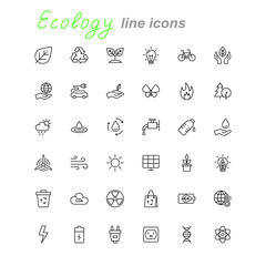 Ecology thin line icons collection set. Vector eps10.