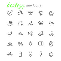 Ecology thin line icons collection set. Vector eps10.