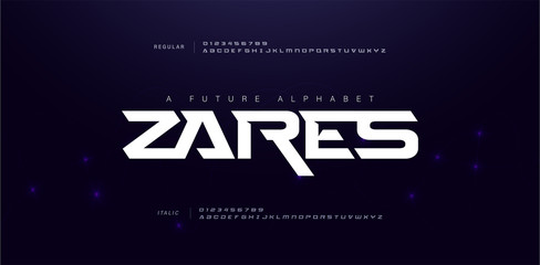 Sport Modern Future Alphabet Font. Typography urban style fonts for technology, digital, movie logo design regular, italic and number. vector illustration