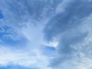 Fluffy white clouds in Sky Background. Cirrus is cloud stripe. The sky is blue. Sky cloud, cloud​ type, Clear​ sky