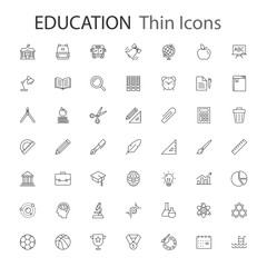 Education vector eps10 thin line icons collection set.