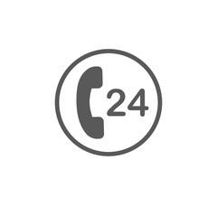 Phone icon 24 hours support vector isolated on white background. Telephone symbol for your design, logo, application, UI.