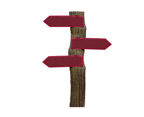 Left-Right empty sign board made of wood on isolated white background.