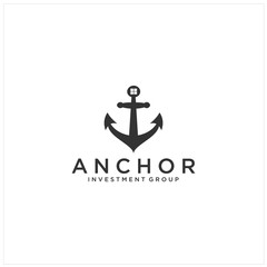 Anchor logo design simple and minimalist style, icon for maritime business or Ocean Brand
