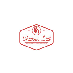 vintage retro chicken list label stamp logo design inspiration - vector