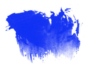 Blue watercolor stains background. Blue watercolor brush