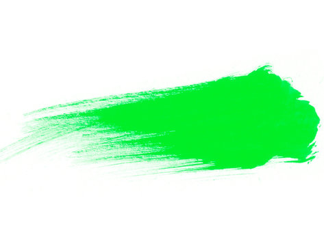 Green paint on white background. Abstract green paint brush
