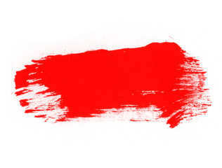 Strokes of red paint. Abstract red paint brush isolated on white