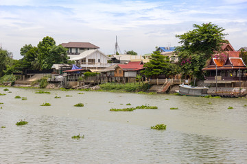 waterfront community at ayutthaya thailand