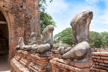 Fototapeta na wymiar ancient buddha statue at wat chaiwatthanaram temple thailand