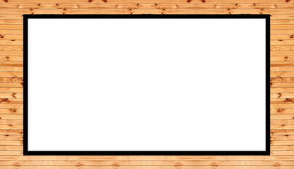 Old wooden frame isolated on white background.