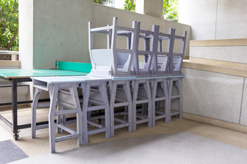 Gray plastic writing table