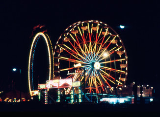 ferris wheel at night at amusement park