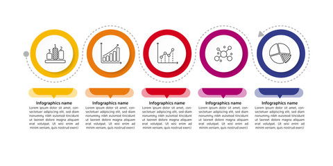Infographic Timeline template can be used for workflow layout, diagram, number options, web design. Infographic business concept with 5 option, parts, steps or processes. Abstract background.