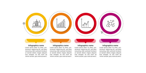 Infographic Timeline template can be used for workflow layout, diagram, number options, web design. Infographic business concept with 4 option, parts, steps or processes. Abstract background.