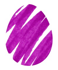 Purple Easter egg. Isolated on a white background. Marker illustration. Decoration template
