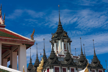 Fototapeta premium metallic castle 3 places left in the world(Loha Prasat), Wat Ratchanadda thailand